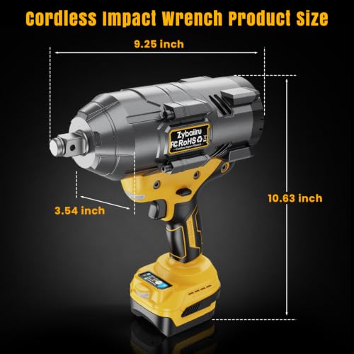 1600Ft-lbs 3/4" Cordless Brushless High Torque Impact Wrench | Compatible with DEWALT 20V Battery, Heavy Duty, 3-Speed & 2 LED Lights & RSS, For Car & Truck & RV & Rusted Bolts, Bare Tool