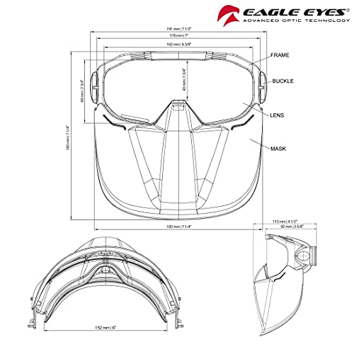 Eagle Eyes Anti-Fog Scratch-Resistant Safety Goggles with Face Shield - 99.9% UV Rays Protection - Universal Fit Lightweight Eyewear (Green) - color: Green