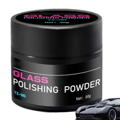 Cerium Oxide Glass Polishing Powder | Car Glass Oil Film Cleaner | Multifunctional Scratch Remover Window Repair Tool with Polishing Pad, Removes Wiper Marks, Swirls, and Water Spots - color: 30G