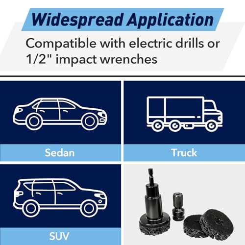 9 PCS Wheel Hub Cleaning Tool, Brake Hub Cleaning Kit Includes 5 Pads, Compatible with Electric Drills or 1/2" Impact Wrenches, Suitable for Car & Truck - color: 9-PACK