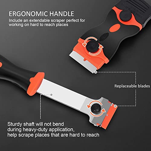 3 Pack Razor Blade Scraper Tool, with 50 Plastic & 30 Metal Razor Blades | Cleaning Scraper for Removing Label, Registration Sticker, Tint, Grease from Windshield, Appliance, Glass