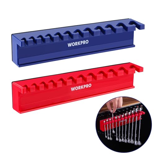 WORKPRO 2-Piece Magnetic Wrench Organizer, 24 Slots Wrench Holder | Fits SAE (5/16" to 3/4") and Metric (9 mm to 20 mm), Premium Quality Wrench Rack Set to Keep Wrenches Organized - style: Wall mount wrench organizer(2PC)