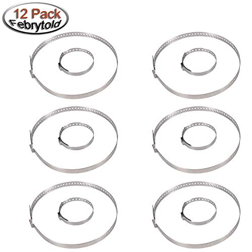 FEBRYTOLD 12 Pcs CV Boot Clamp, 6 Pcs Small and 6 Pcs Large Stainless Steel Universal Adjustable Stainless Steel Drive Shaft CV Boot Clamp