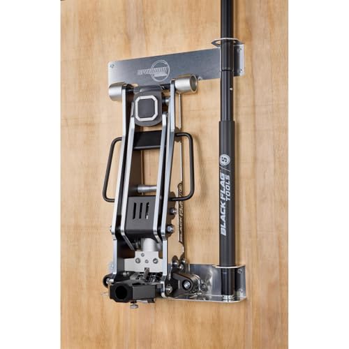 Speedway Motors Wall Mount Aluminum Floor Jack Holder, 1.5–3 Ton Racing Jacks, Universal Trailer and Garage Storage Bracket with Handle Loops, Fits Single or Dual Front Wheel Jacks