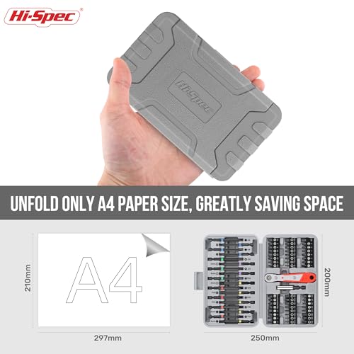 Hi-Spec 68pc Long Extended Screw Driver Bits and Mini Ratchet Wrench Handle Set. DIY Accessories Kit of 25 and 75mm Hex Shank Screwdriving Bits for Drill Drivers - size: 68 PCS