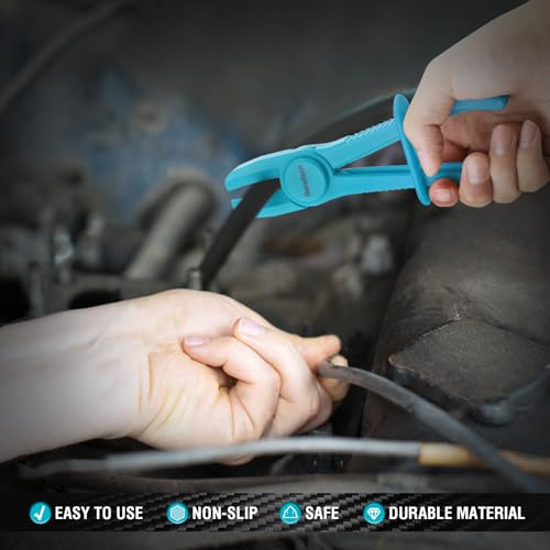 DURATECH 6-Piece Hose Clamp Pliers Set, Pinch Clamp Pliers, Blue | Ideal for Flexible Hoses, Fuel, Gas, Brake & Radiator Lines - size: 6-Piece, style: Straight(Blue)