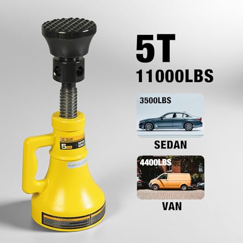 YELLOW JACKET 5 Ton Professional Car Support Screw Jack for House Construction Bridge Stabilization, Yellow (10,000 LBs) - size: 5 TON