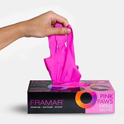FRAMAR Pink Gloves Disposable Latex Free, Pink Nitrile Gloves Medium, Salon | Latex Free Glove Medium, Guantes De Nitrilo, For Hair Dye, Cleaning, Tattoo, Food Prep, Powder Free, 100 Pack - size: Medium, 100 Count (Pack of 1)