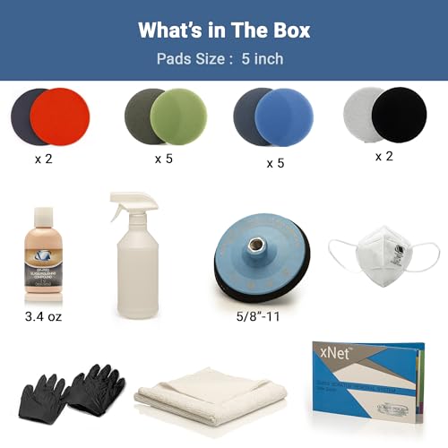 GLASS POLISH 5” (125mm) PRO Glass Scratch Removal Kit for Professional Glass Polishing, Removes Scratches, Graffiti, Water Damage, and Acid Etching, Restores Original Condition - GP25022