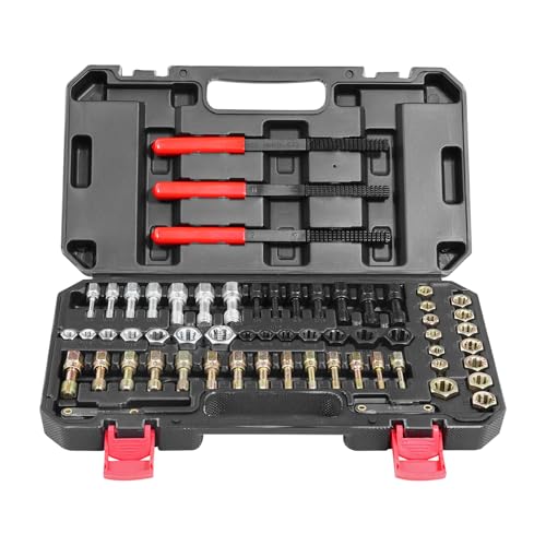 VEVOR Thread Restorer Kit 61Piece Thread Chaser Set - UNC UNF and Metric Thread Restorer Tool wit Thread Files Storage Case - Heat Treated Steel for Mechanics DIY Enthusiasts - size: 61PCS, style: SAE&METRIC