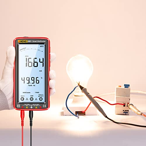 ANENG Digital Multimeter Tester Auto-Ranging TRMS 6000 Counts Voltmeter Smart Rechargeable Meter Measures AC/DC Current,NCV,Voltage,Ohm,Amp,Resistance,Diodes,Countinuity,Capacitance,Temperature - style: 681 Backlit Screen