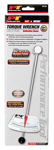 Performance Tool M195 1/4-Inch Drive Torque Beam Wrench - 0-80 inch/lbs | Ball Handle | Accurate Torque Measurement - style: 1/4" Dr. Beam Style (0-80 in/lbs)