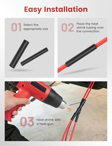 RED WOLF 2:1 Heat Shrink Tubing kit 600Pcs, VW-1 Flame Retardant Heat-Shrink Tube 9 Sizes, Electrical Insulation Wire Wrap UL Certified for Automotive Industrial Home Wiring, Black - color: 2:1 600PCS-Black