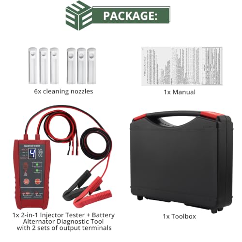 EYPINS 2 in 1 Automotive Fuel Injector Tester Cleaner Kit & Battery Check | Universal for EFI /GDI Injector Cleaning,Clogging Test,8 Pulse Modes,Dual Channel,Battery Alternator Diagnostic Tool