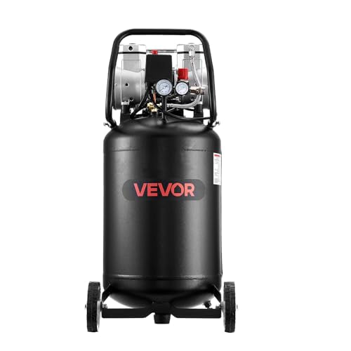 VEVOR 10-Gallon Air Compressor, 2HP 4.8 SCFM at 90PSI, Max 125PSI Pressure Oil-Free Air Compressor Tank, Portable on Wheels for Auto Repair, Tire Inflation, Spray Painting, Woodwork Nailing, 120V - size: 10-Gallon