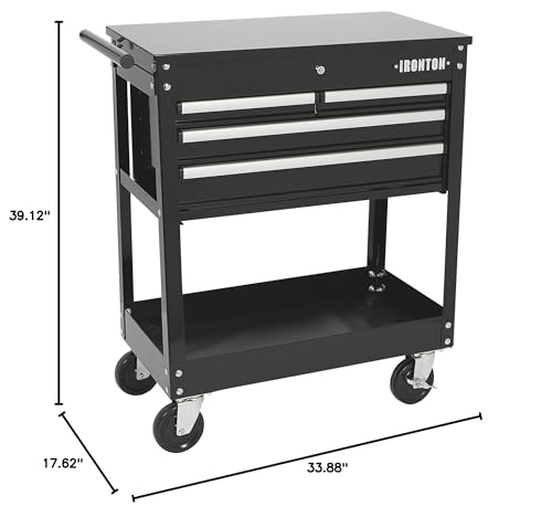 Ironton Slide-Top Mobile Tool Chest, 4 Locking Drawers, Powder-Coat | Rust-resistant finish, Fully opening slide top, Rolling mobility, Secure garage/shop storage, Quick-access organization - size: 4 Drawer