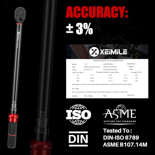 1/2-Inch Drive Click Torque Wrench-20-260 Ft-Lb for Motorcycle Car | Dual-Direction Adjustable 72 Tooth Torque Wrench(27-352.3Nm), Dual Range Scales,High 3% Precision for Truck Wheel Repair DIY - style: 1/2"DR.20-260 FT-LB