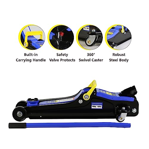 2 Ton Floor Jack Hydraulic Low Profile Jack Heavy Duty Steel Racing Floor Jack with Single Piston Quick Lift Pump 2 Ton (4000 lb) Capacity Lift Range 3.3"-15.2" Blue - color: Suit Blue-2.0T Single Pump 3.3"-15.2"