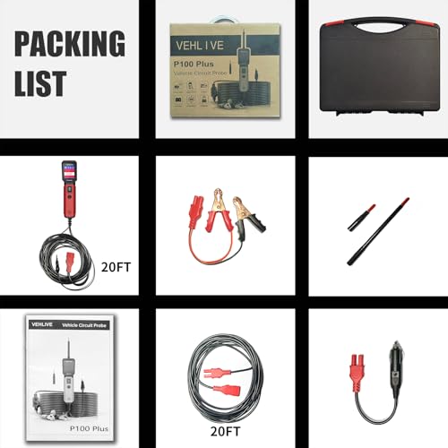 P100 Plus Automotive Power Circuit Probe Tester,12V 24V Car Automotive Diagnostic Test Tool, Digital Volt Ohm Meter W/Overload Protection, Circuit Fault Finder w/ 40FT Cable & Angled Screen
