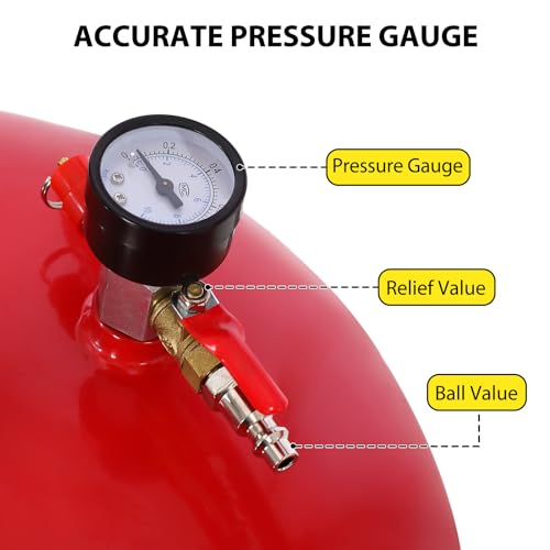 Garvee 20 gal Waste Oil Drain Tank, Portable Oil Drain Container, Air Operated Drainer, Fluid Fuel Transfer Drainage, Adjustable Funnel Height with Wheel &15 in Premium Bowl and a Toolbox, Red - size: 20 Gallon