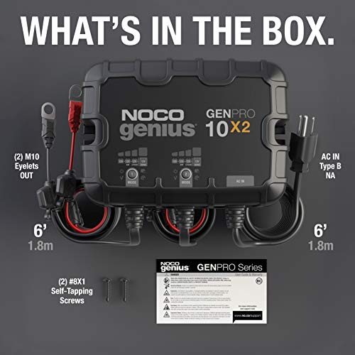 NOCO Genius GENPRO10X2: 2-Bank, 20A Onboard Battery Charger-10A Per Bank, 12V Waterproof Marine Charger,Temperature Compensation for Lead-Acid & Lithium Batteries(Pack of 2) - size: 20A (10A per Bank) (Pack of 2)