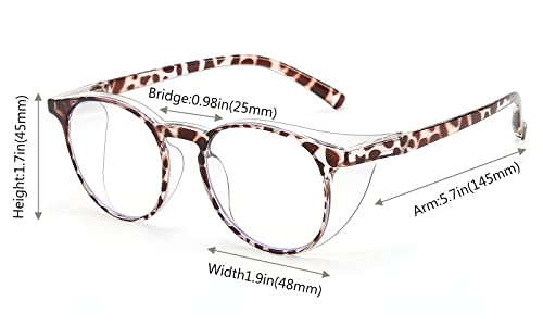 2 Pairs Anti Fog Safety Goggles Protective Glasses Blue Light Blocking Eyeglasses for Men Women - color: Round Tortoise+grey