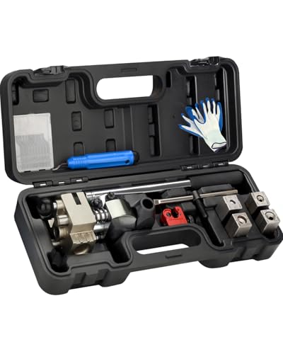 Brake Line Flaring Tool Kit 45 Degree Single Bubble Double Flare Tool Set Compatible with 3/16", 1/4", 5/16", and 3/8" Tubes