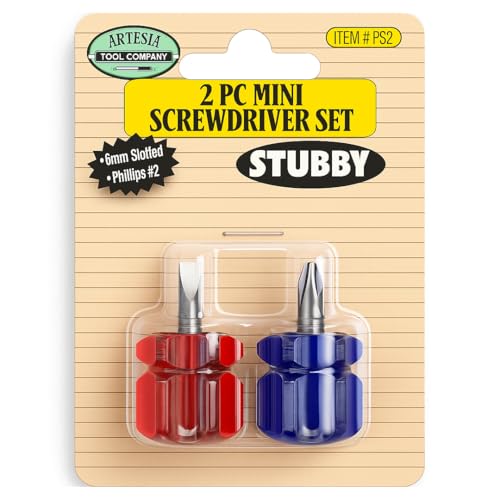 1.5" Small Stubby Screwdriver 2 Piece Set | One Phillips, One Slotted | Great For Sewing Machine and Small Electronics Repairs - size: 1.5" Extra Small
