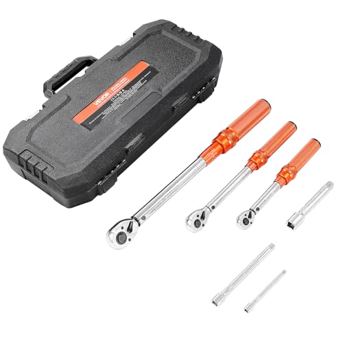 VEVOR 1/4 3/8 1/2 Inch Drive Torque Wrench, 3Pcs Click Torque Wrench Set 20-240IN-LB, 5-45FT-LB, 10-170FT-LB, Dual-Direction Adjustable 72 Tooth for Bicycle, Moto and Car Maintenance - size: 1.7-20 FT.LB, 5-45 FT.LB, 10-170 FT.LB, style: 1/4, 3/8, 1/2-Inc