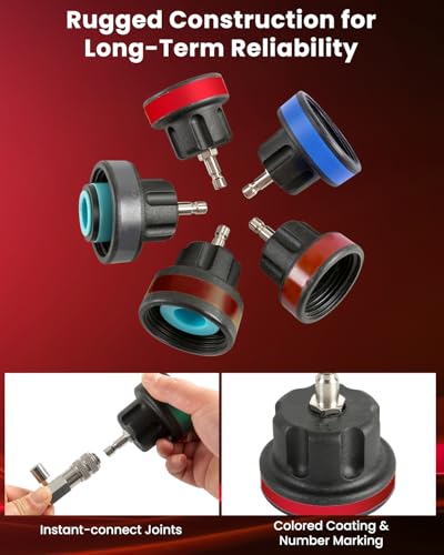 ATPEAM 18pcs Radiator Pressure Pump Cooling System Car Leak Tester Detector Tool Water Tank Adapter Auto Coolant Vacuum Purge Head Gasket - size: 18pcs