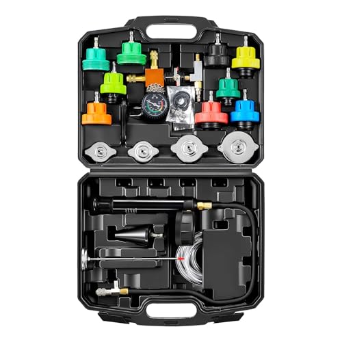 VEVOR Coolant Pressure Tester Kit, 22Pcs Radiator Vacuum Refill Kit with 4 Adapters, Universal Fit, Automotive Cooling System Pressure Tester Kit, with Pressure Pump & Aluminum Alloy Purge Filler - size: 22Pcs