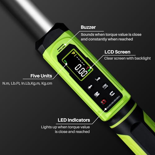 Adjustable HVAC Open End Digital Torque Wrench 1/2"Drive1.5-99Ft.Lb | Interchangeable Electric Torque Wrench(2-135N.m), 40mm 2% Accuracy for Car Automotive Moto Narrow Pipeline, Maint. Techs DIY - size: 1/2" 1.5-99.6FT.LB, style: Digital