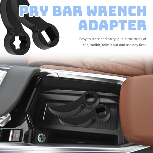 2PCS 4-point & 8-point Pry Bar Wrench Adapter Driven by 1/2" Tool,Bull Horn Ratchet Pry Bar Attachment for Confined Spaces,Adjustable Half Shaft CV Axle Removal Tool Crowbar Head