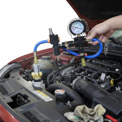 31PCS Coolant Pressure Tester Kit with 22 Radiator Adapters, Cooling System Leak Detector, Vacuum Pump, Vacuum Purge & Refill Tool, Water Tank Leak Test Detector Set for Car -Black