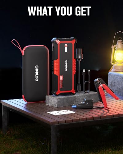 GOOLOO GP4000 4000A Peak Car Battery Jump Starter, Portable Battery Booster for Up to All Gas or 10L Diesel Engine, SuperSafe 12V Lithium Jump Box Power Pack with Jumper Cable,Red - color: red