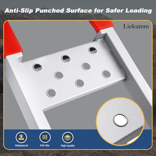 LIEKUMM 83" Motorcycle Ramp 1-Pack, 480 lbs Capacity Folding Loading Ramp for Pickup Trucks, Heavy Duty Dirt Bike Ramp for Truck, Trailer (Silver) - size: 83"L(Silver/1PC)