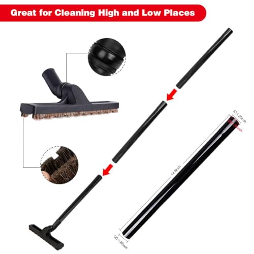 13 Pcs Universal Vacuum Attachments for Shop Vac Accessories - 2 1/2" to 1 1/4" and 1 7/8" to 1" Vacuum Hose Adapter Kit, 1 1/4" Vacuum Floor Brush Flexible Crevice Tool and Vacuum Extension Wand - size: 13PCS