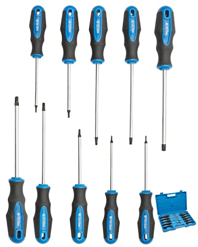 ROTATION Torx Screwdrivers Set 10-Piece, Magnetic Black Finished Tip with Center Hole, Professional Cushion Grip Screwdriver Set with High Torque