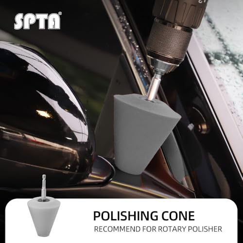 SPTA Polishing Cone, Car Wheel Hub Drill Buffing Sponge Pads Kit, Polishing Ball (T40 Light Cut & Fnish Polishing Cone) - color: T40 Light Cut & Fnish Polishing Cone