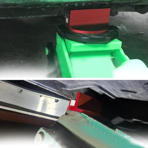Universal Magnetic Jack Pad, 0.4" Slotted Aluminum Grooved Jacking Puck Pinch Weld Adapter, Heavy Duty Pinch Weld Frame Rail Protector for Sub-Frame Vehicle Floor Jack (Red) - color: Red