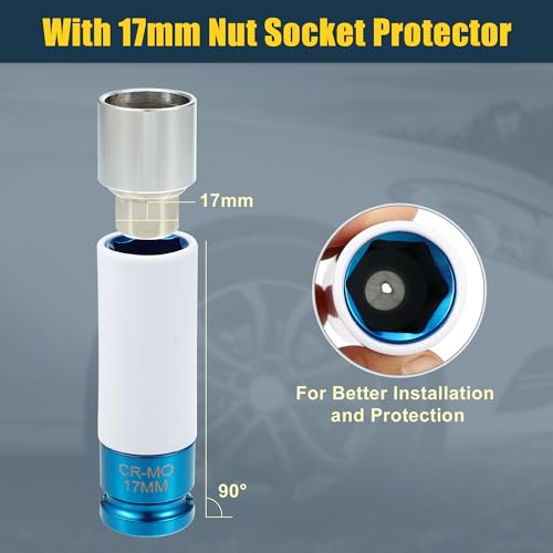 uxcell Vehicle 1 Set 313 Wheel Lock Lug Nut Anti Theft Lug Nut Screw Removal Socket Key for Mercedes Benz Wheel Lock Key with Protector Nut Socket
