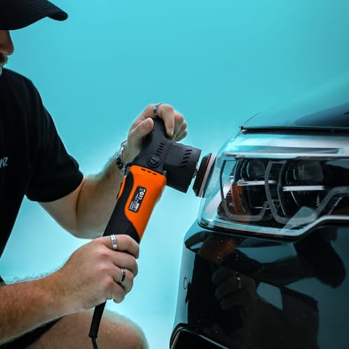 AUTIWOZ Carbon Fiber Mini Car Buffer Polisher, 630W Copper Motor 12mm Orbit, 2&3Inch Dual Action Polisher for Car Detailing, 2500-7000RPM with Soft Start, 3M Corded Auto Electric Polishing Machine - size: k2