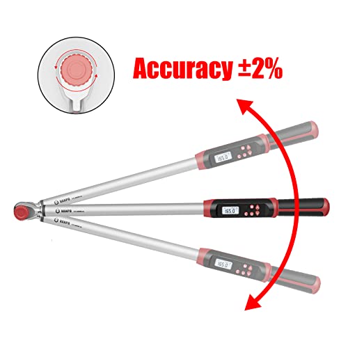 VANPO Digital Torque Wrench 1/2-Inch Drive for Automotive, 12.5-250.8 ft-lb | 17-340Nm, Electronic Torque Wrench with Buzzer & LED Indicator, Accurate to ±2%, for Agricultural & Tractor - size: 12.5-250.8 ft-lbs/17-340Nm