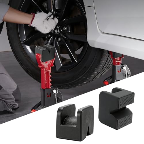 Jack Stand Pads, Universal Rubber Jack Pad Adapter, Universal Rubber Slotted Frame Rail Pinch welds Protector for Jack Stand Accessories(Black 4 Pack ) - color: Black 4