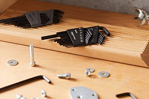 Amazon Basics 36-Piece Allen Wrench/Hex Key Set, SAE & Metric Sizes, Chrome Vanadium Steel with Long Arm, 2 Organized Storage Cases - size: 36-Piece
