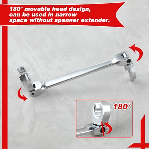 Flex Head Flare Nut Wrench 19 * 21mm Wrench Flexible Flare Nut Line Wrench Metric Flare Nut Wrench Set Metric Flare Tool Flex Tools 40Cr for Automotive Repairs Plumbing Repairs - style: 19*21mm