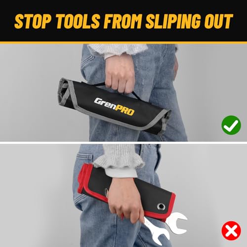 GRENPRO Thin Wrench Set (3mm Thickness) – 8PCS Carbon Steel Slim Wrenches for Tight Spaces, SAE 1/4"-1-1/16", with Storage Pouch & Gauge - size: 8PCS SAE(3mm)