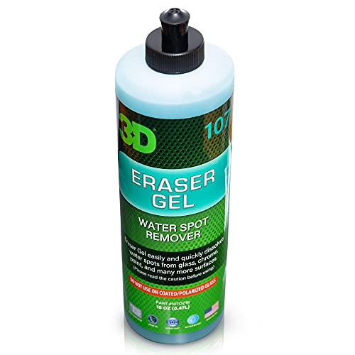 3D Eraser Gel Water Spot Remover – Acidic Gel Formula for Hard Water Spots & Mineral Deposits – Safe for Paint, Glass, Chrome, Plastic & Metal - 16 oz