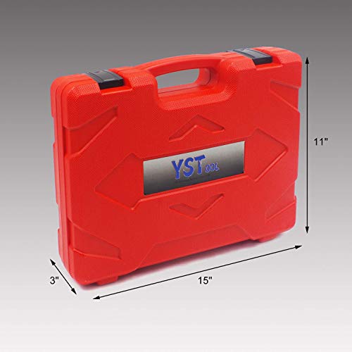 YSTOOL Fuel Pressure Tester Engine Injector Pump Test Gauge Kit 140PSI | Automotive Gasoline Gas Injection Manometer Tool Set with Inline Fitting Schrader Adapter for Auto Car Motorcycle Red Case