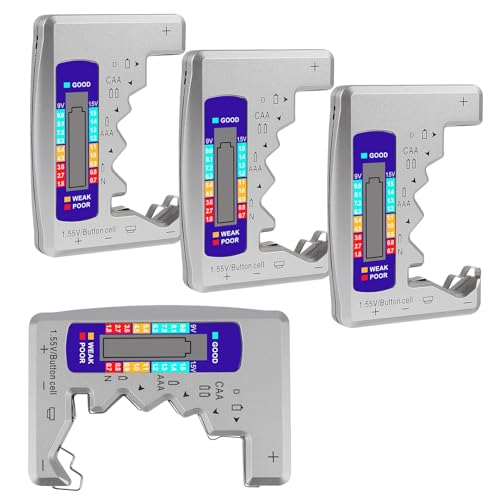 UMLIFE 4PACK BT-886 Battery Tester Checker BatteryTester for Battery C D 9V AA AAA 1.5V -Sliver - color: 4PCS BT-886 Sliver